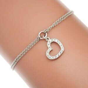 STAR JEWELRY heart Bracelet K18 white gold/diamond heart 3.3g Women